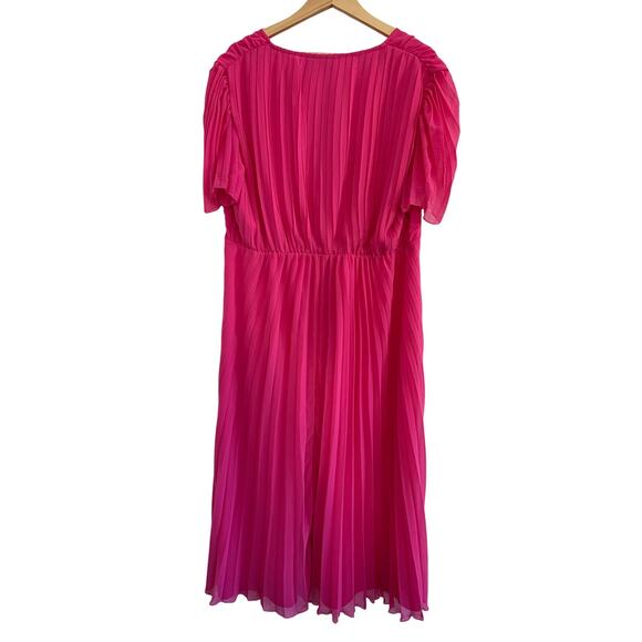 ASOS DESIGN Curve Pleated Bodice Flutter Sleeve Midi Dress Hot Pink Size 16 - Picture 5 of 16